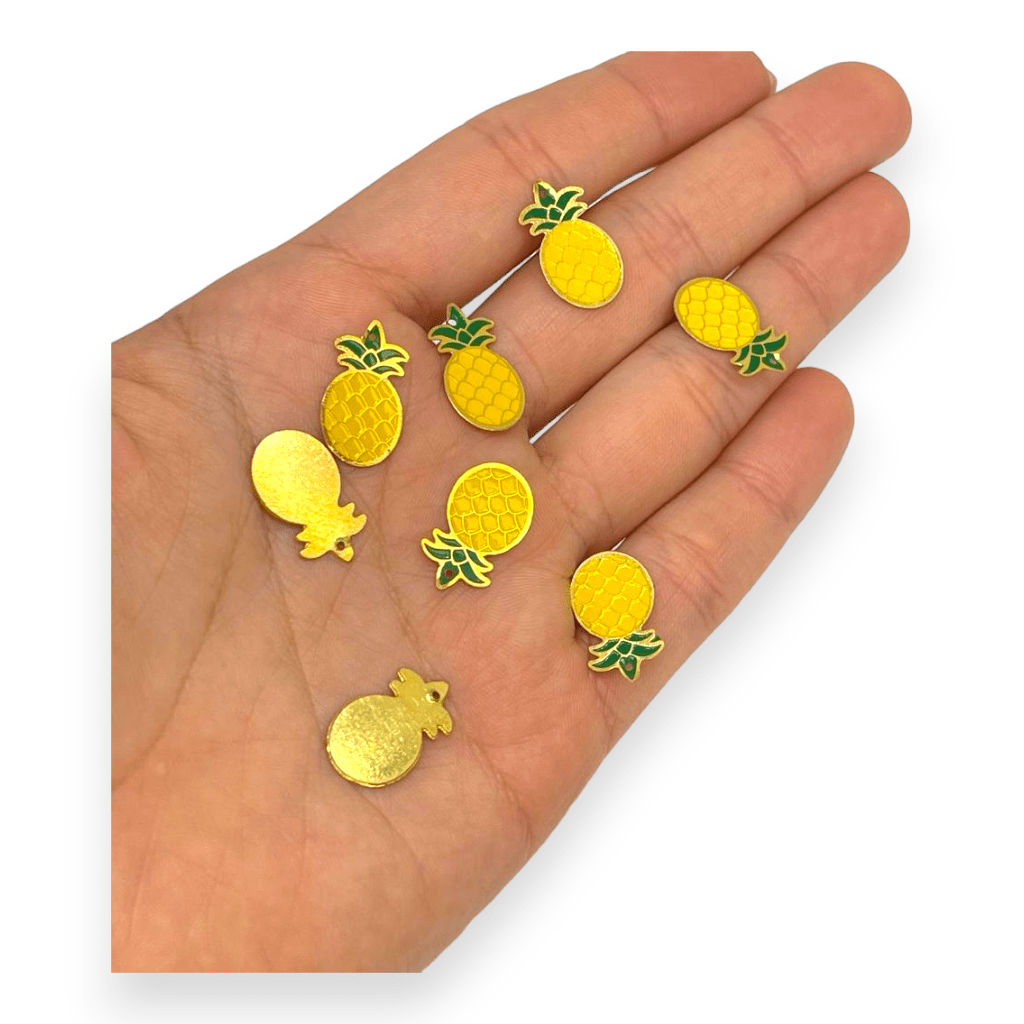 Dije corazón cruz beso piña esmaltado Gold-filled / unidad4