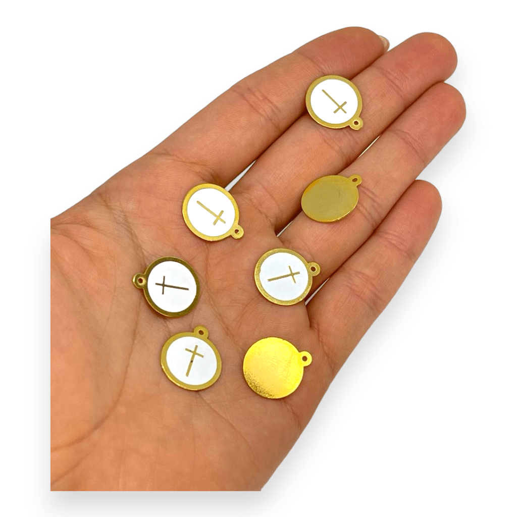 Dije corazón cruz beso piña esmaltado Gold-filled / unidad6