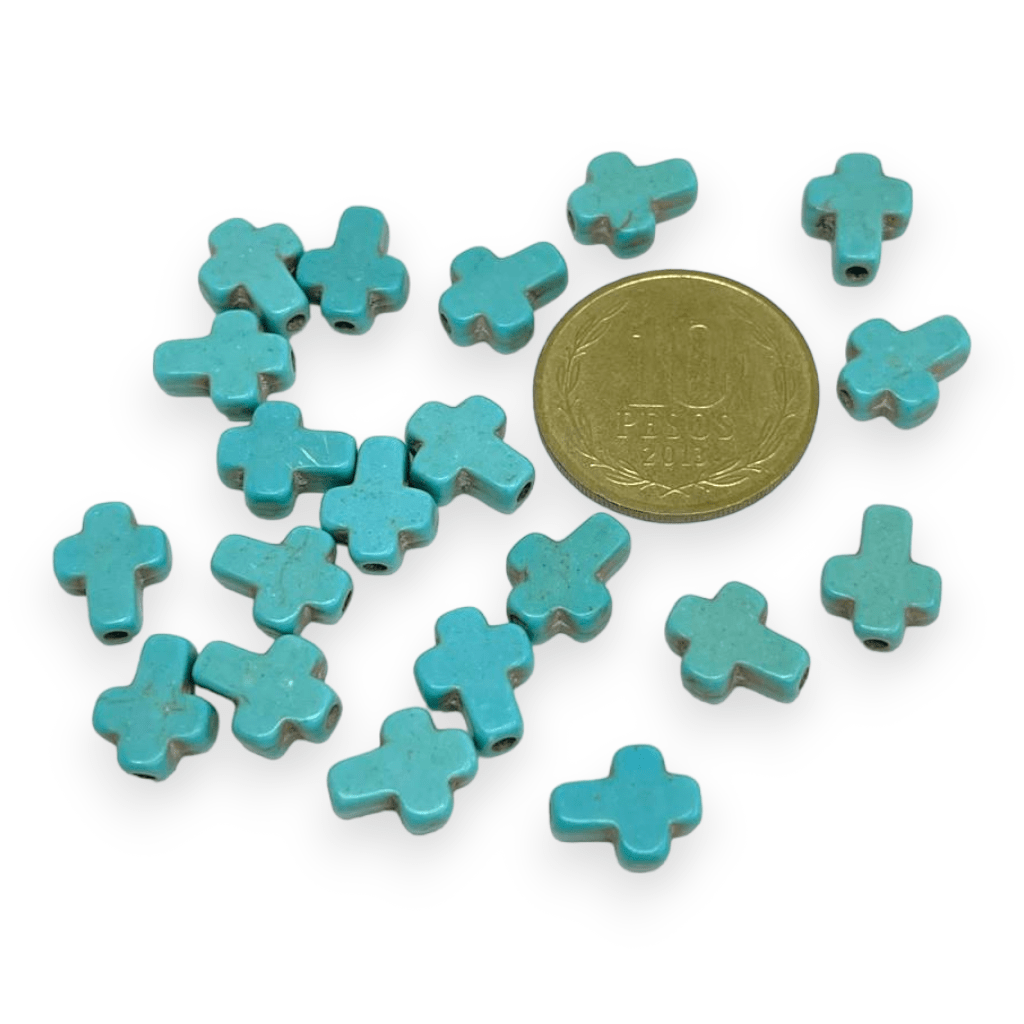 Cuenta pasadora cruz piedra turquesa fósil2