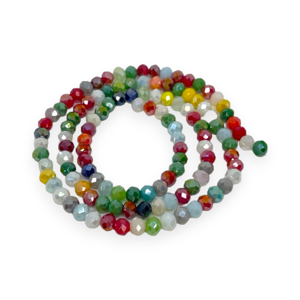 Sarta cristales 4 mm murano facetado combinado / tira12