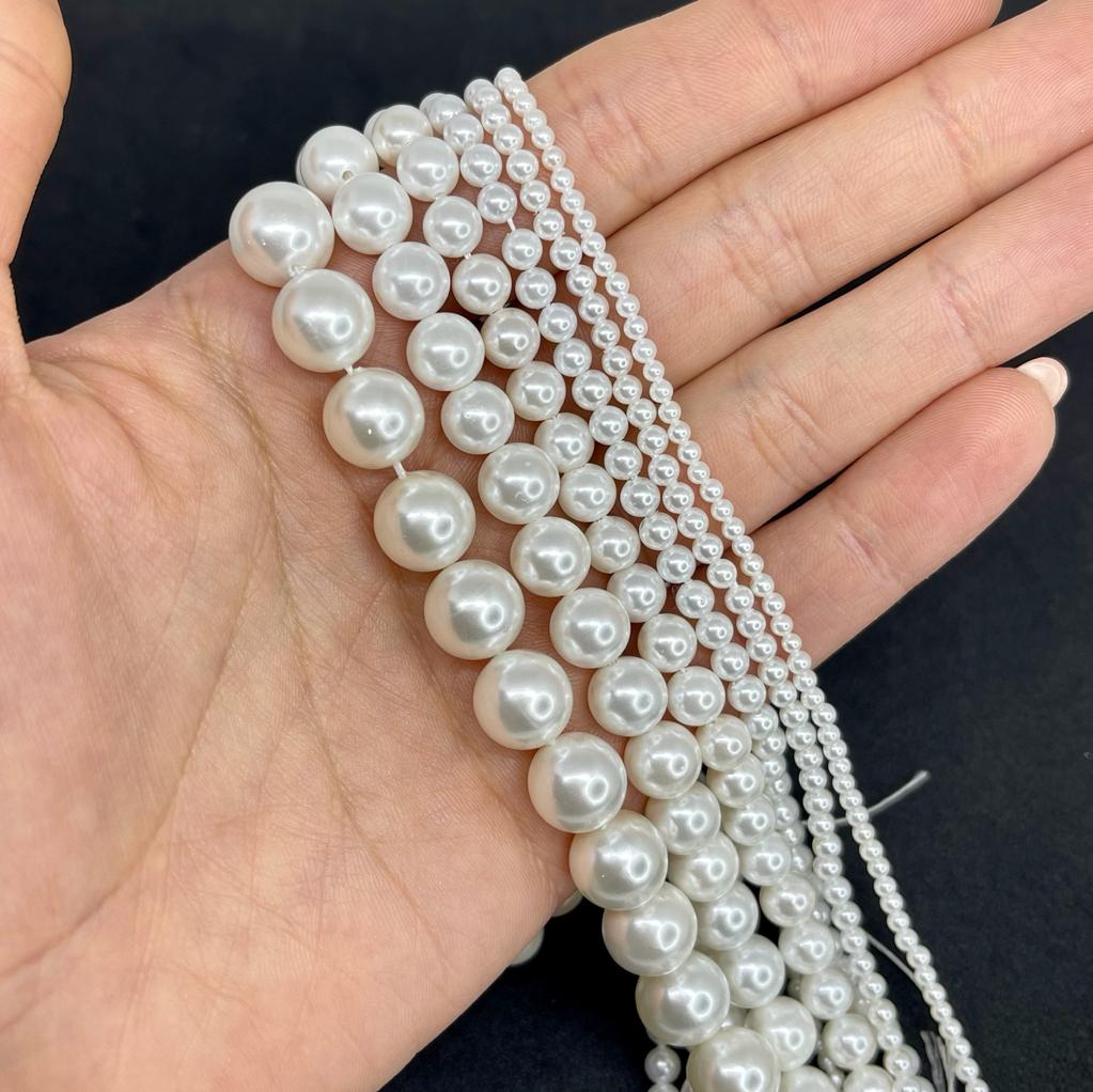 Sarta abalorios cuentas perla shell checa / tira7