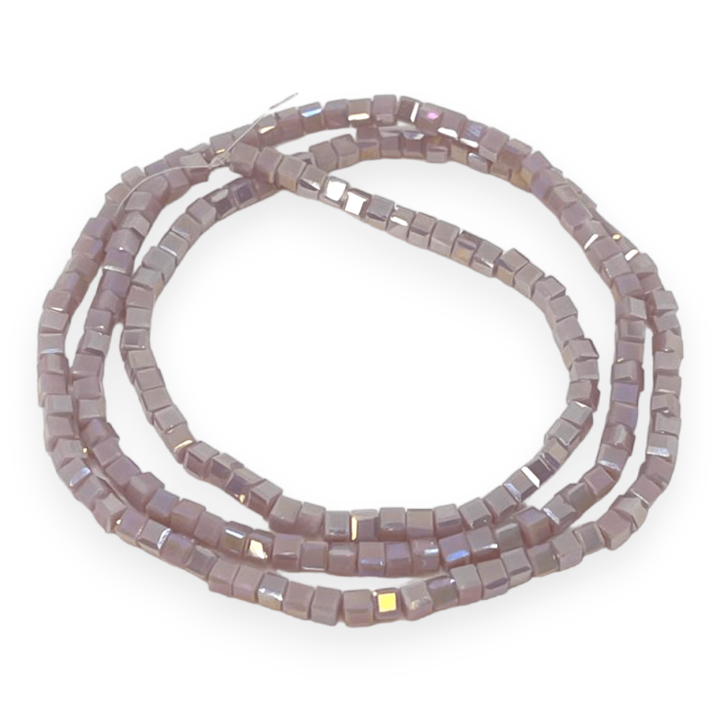 Sarta cuentas cristales murano cubo unicolor 2 mm / tira3