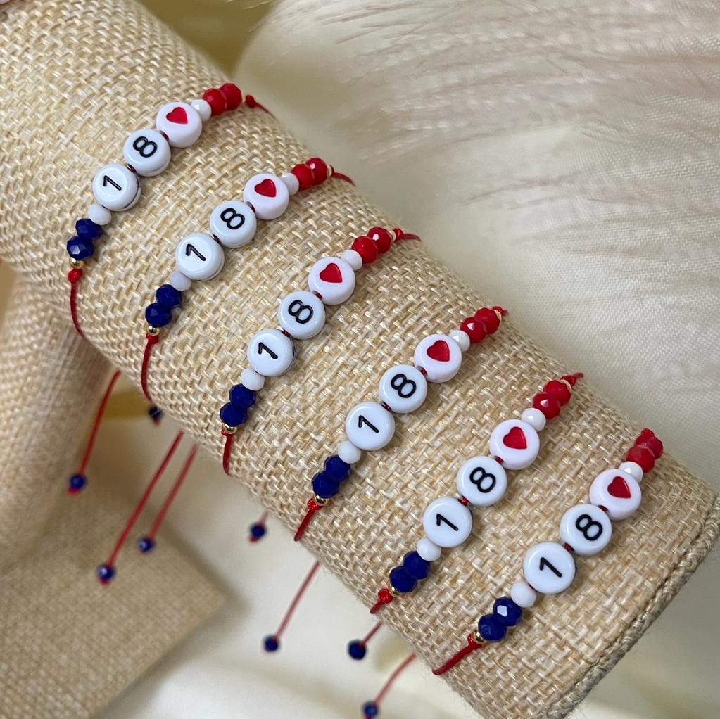 Pulsera hilito rojo dieciochero tricolor chile ajustable / unidad2