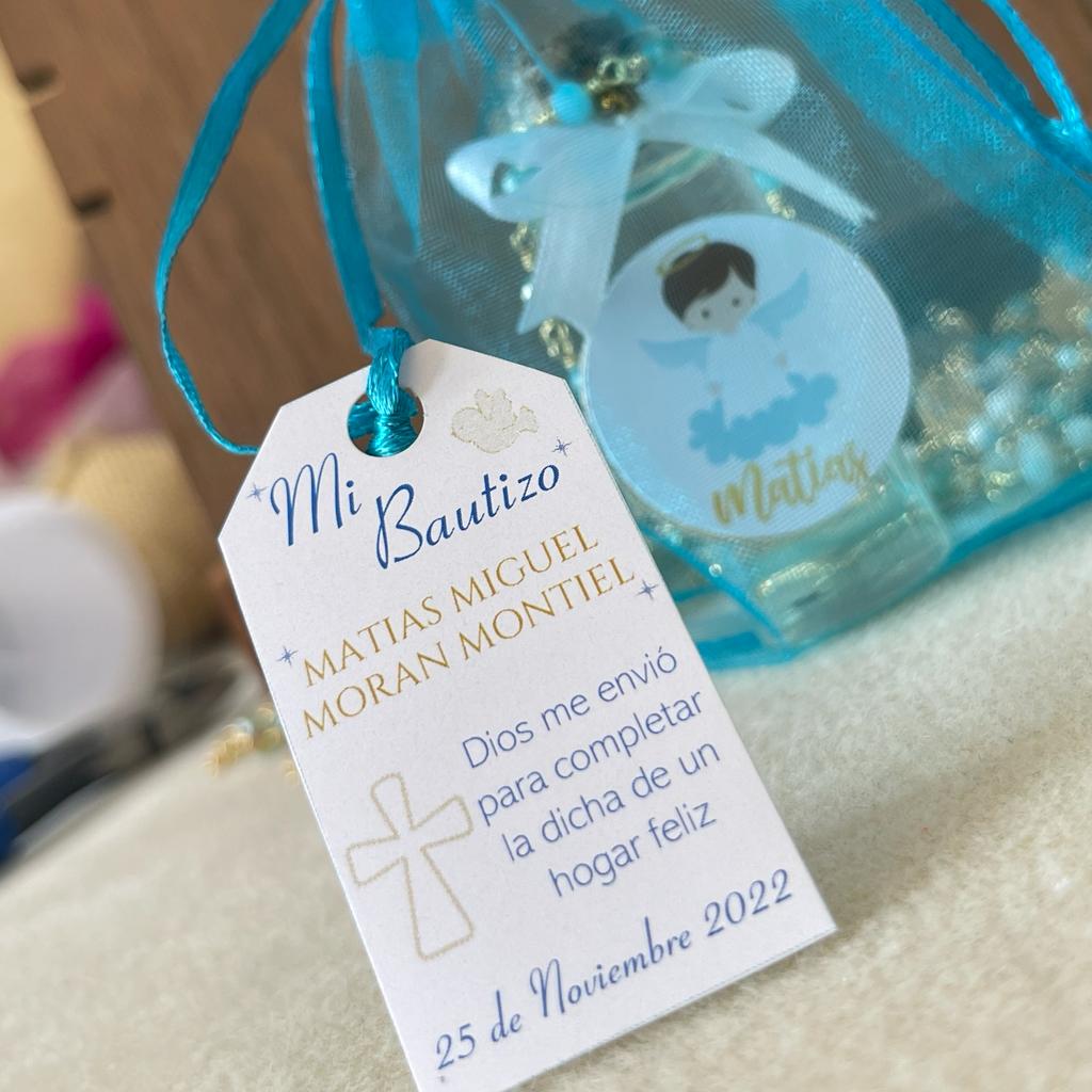 Souvenir Decenarios en alambrismo y botella para recuerdo bautizo comunión / 6 unidades4