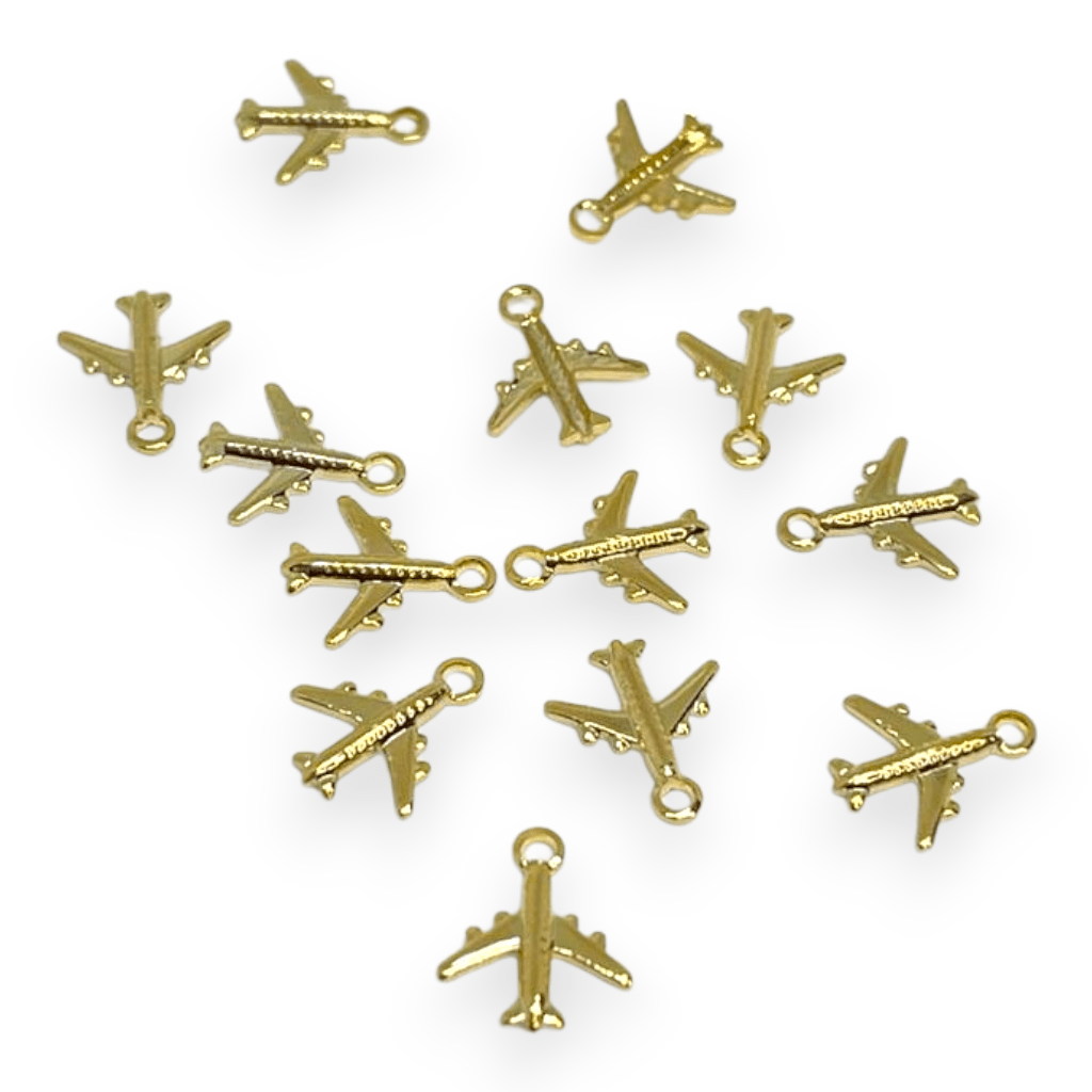 Mini dije avión viaje 10 mm gold-filled / unidad1