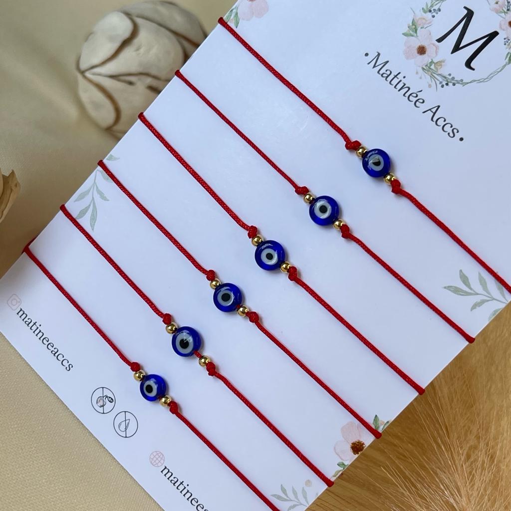 Pulsera hilito rojo protección ojo turco ajustable al mayor / pack5
