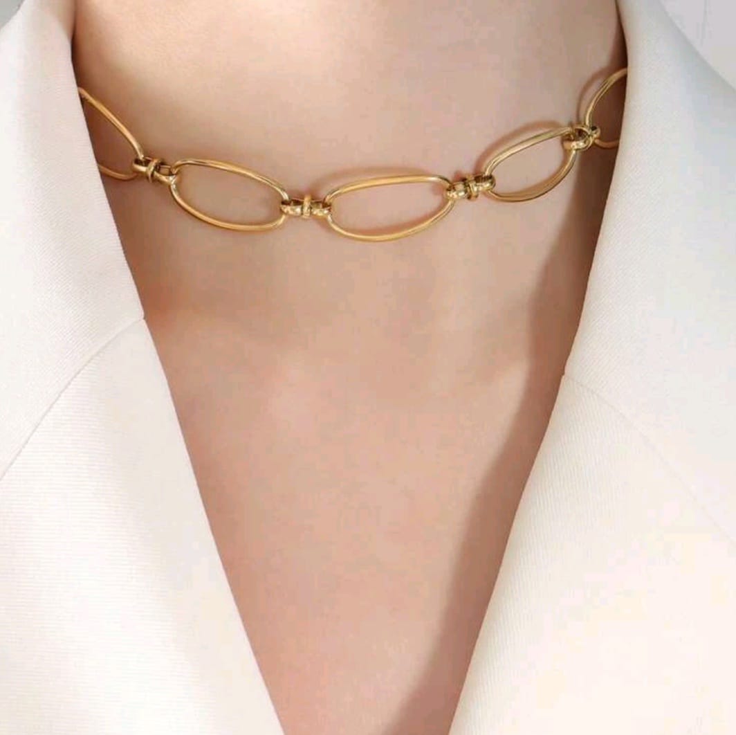 Collar acero con cadena eslabones ovalados grandes / unidad1