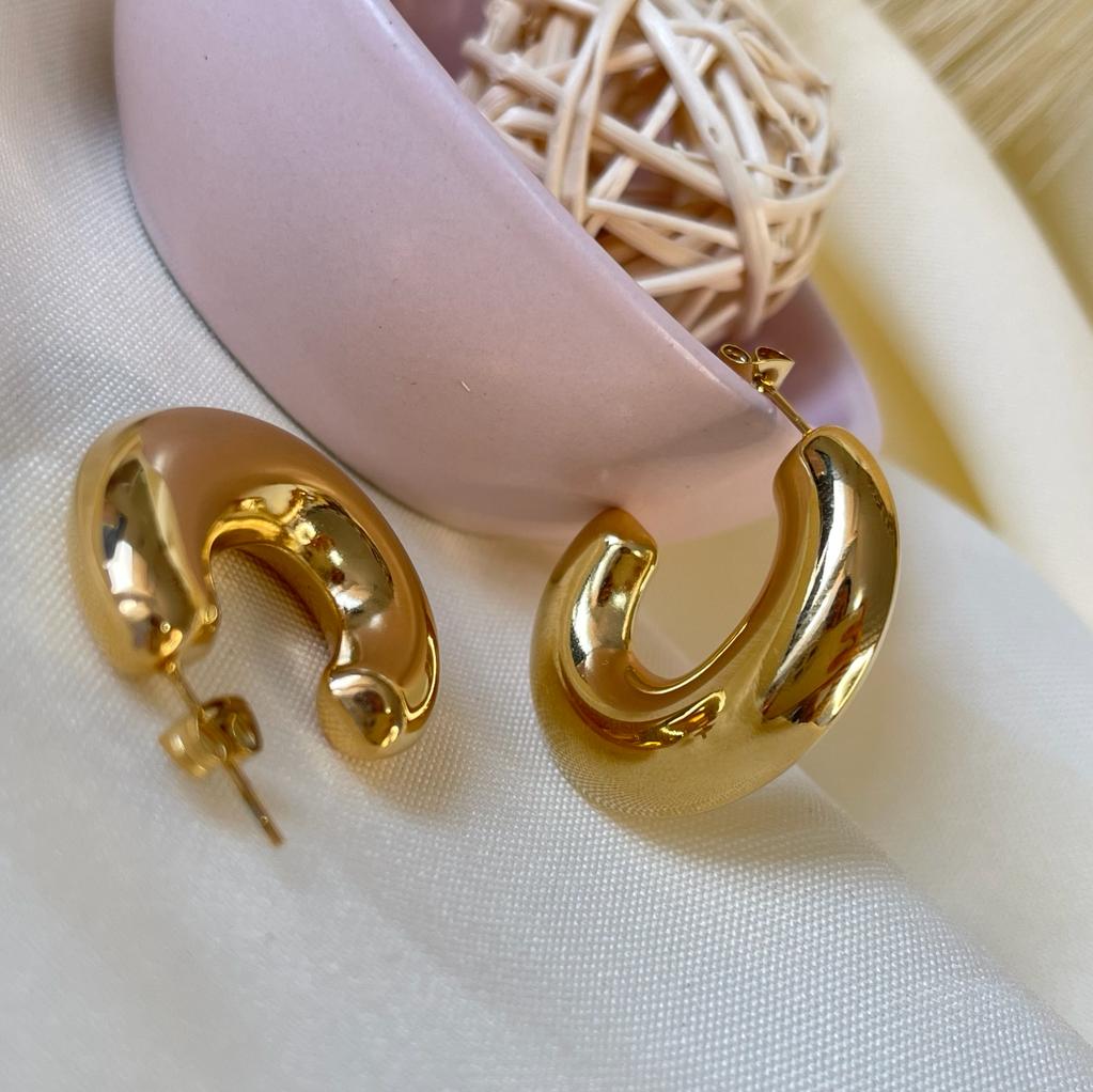 Aros argollas chunky tipo c acero / par2