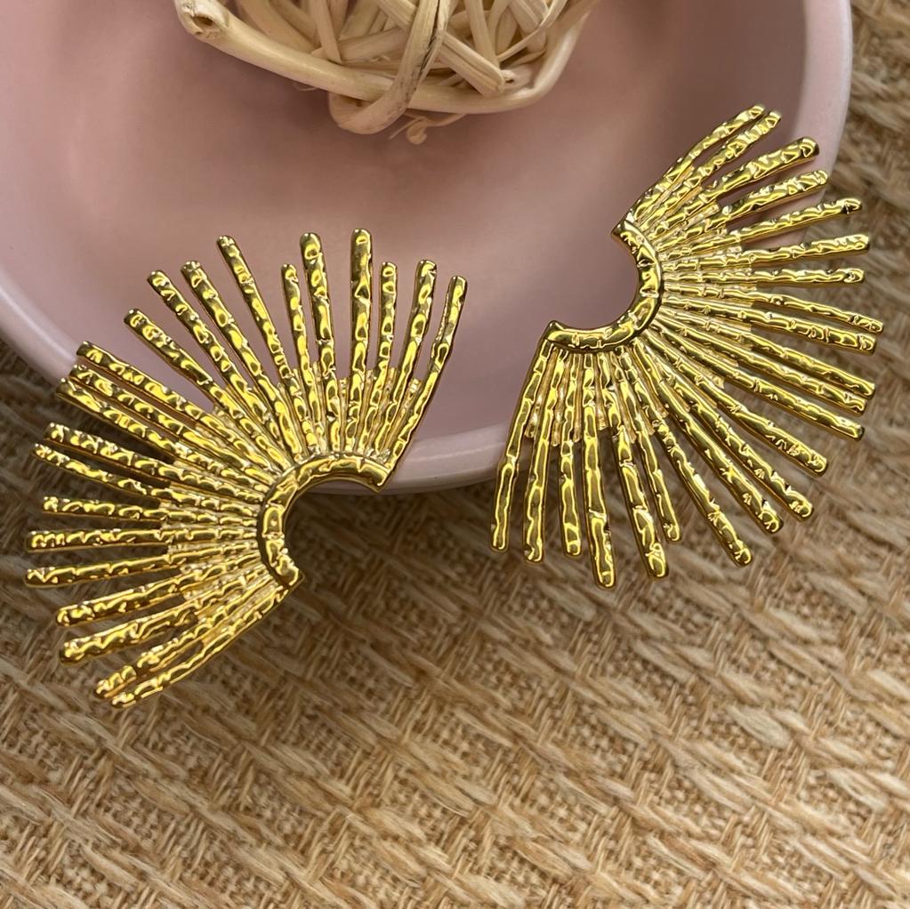 Aros aretes abanico acero / par1