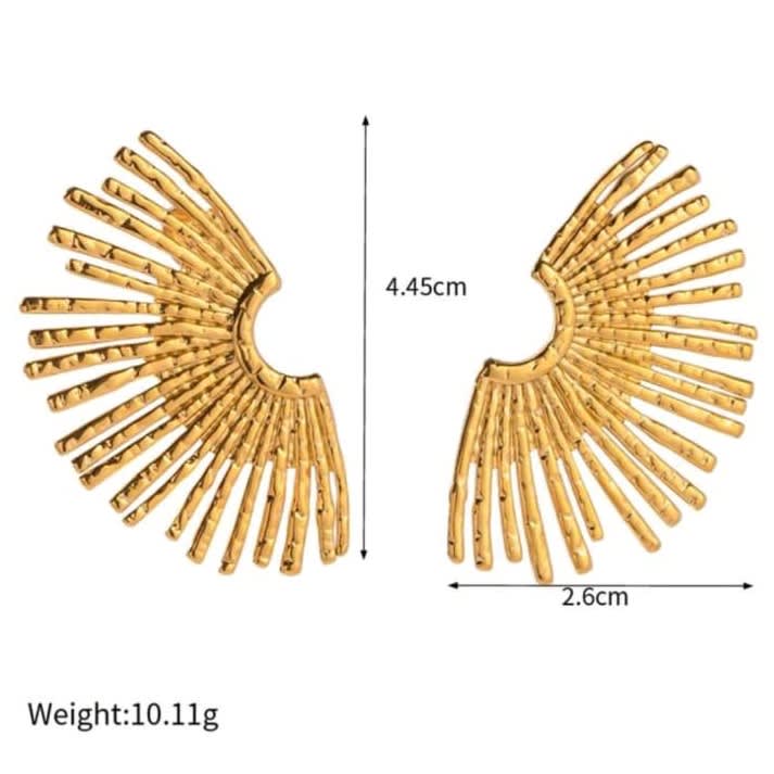 Aros aretes abanico acero / par2