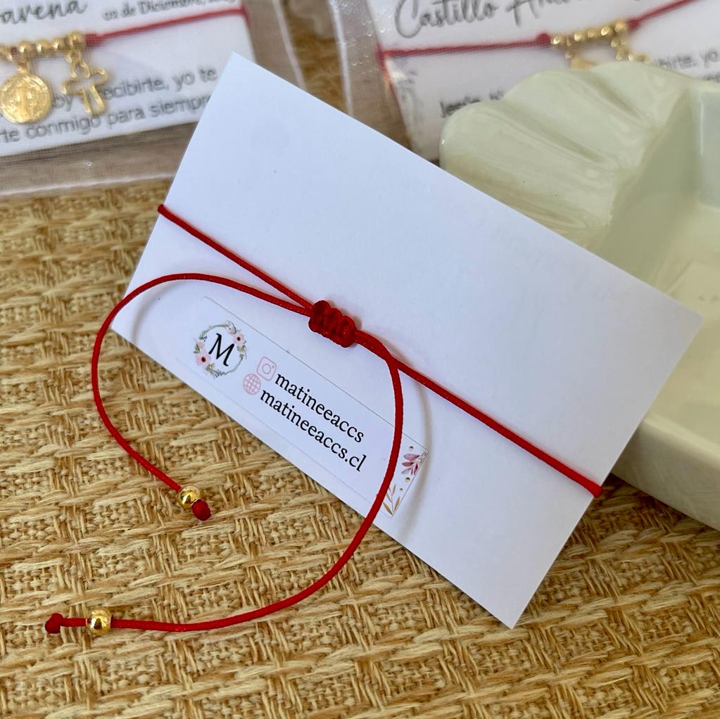 Souvenir pulseras hilito rojo recuerdos de bautizo comunión confirmación / docena2