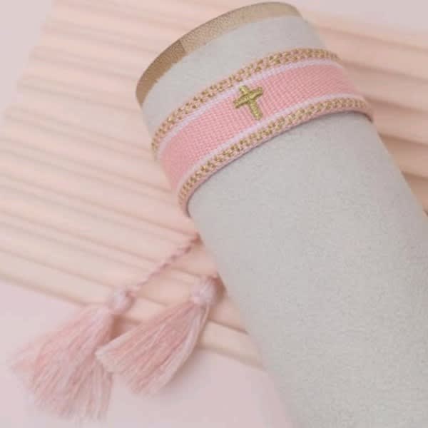 Pulsera ajustable de tela género con palabra bordada / unidad6