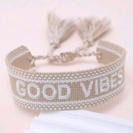 Pulsera ajustable de tela género con palabra bordada / unidad8