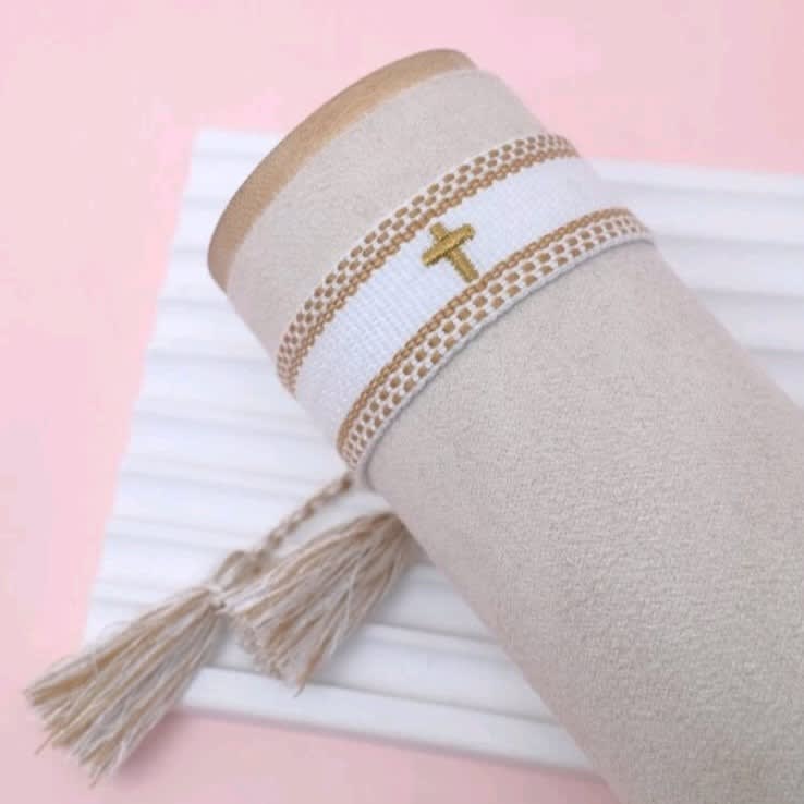 Pulsera ajustable de tela género con palabra bordada / unidad4