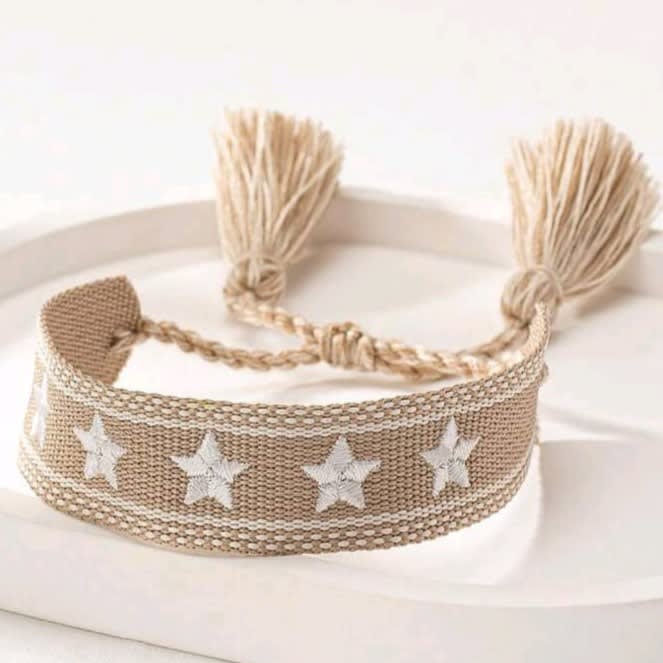 Pulsera ajustable de tela género con palabra bordada / unidad9