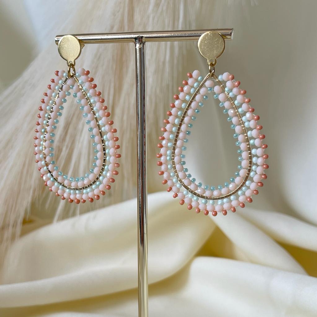 Aros aretes tejidos con mostacilla miyuki y base de acero / par2