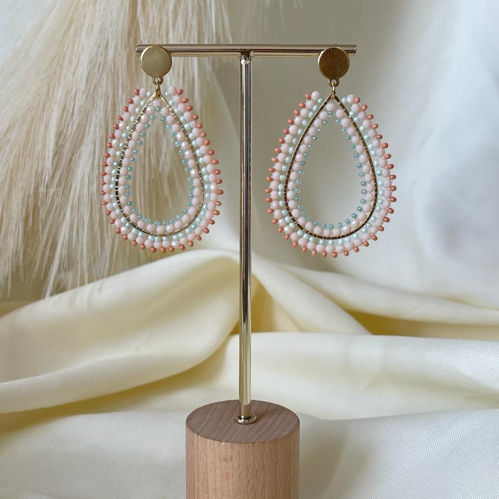 Aros aretes tejidos con mostacilla miyuki y base de acero / par4