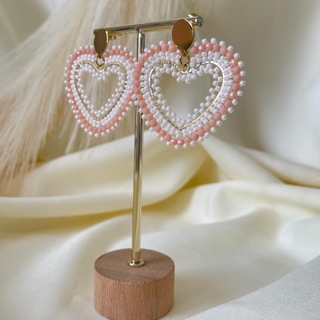 Aros aretes tejidos con mostacilla miyuki y base de acero / par1