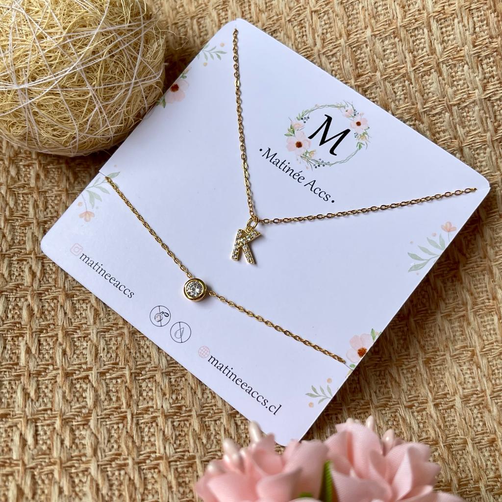 Collar con inicial Pulsera con punto de luz acero / unidad1