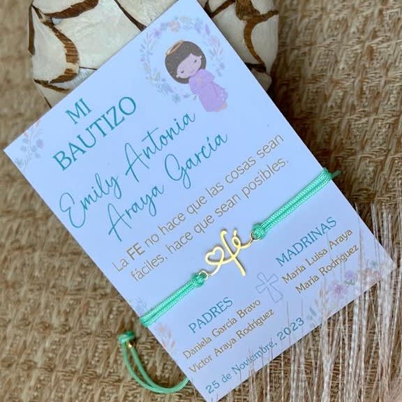 Souvenir pulseras fe ajustable recuerdos de bautizo comunión confirmación / docena2