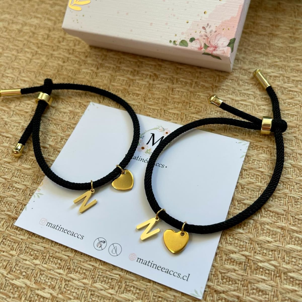 Regalos San Valentin pareja pulseras cordón inicial / set1