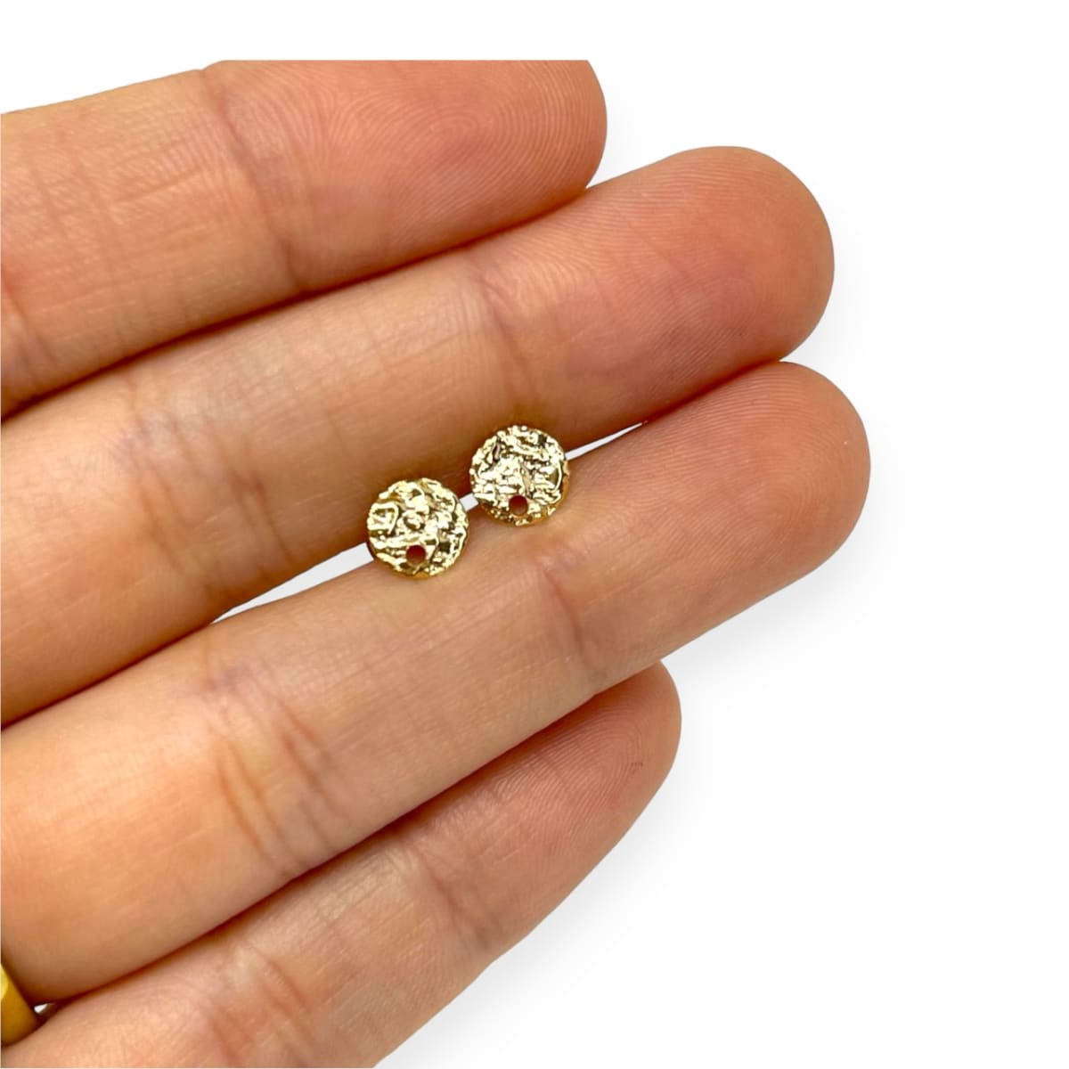 Base de aros topito redondo texturizado baño de oro / par2