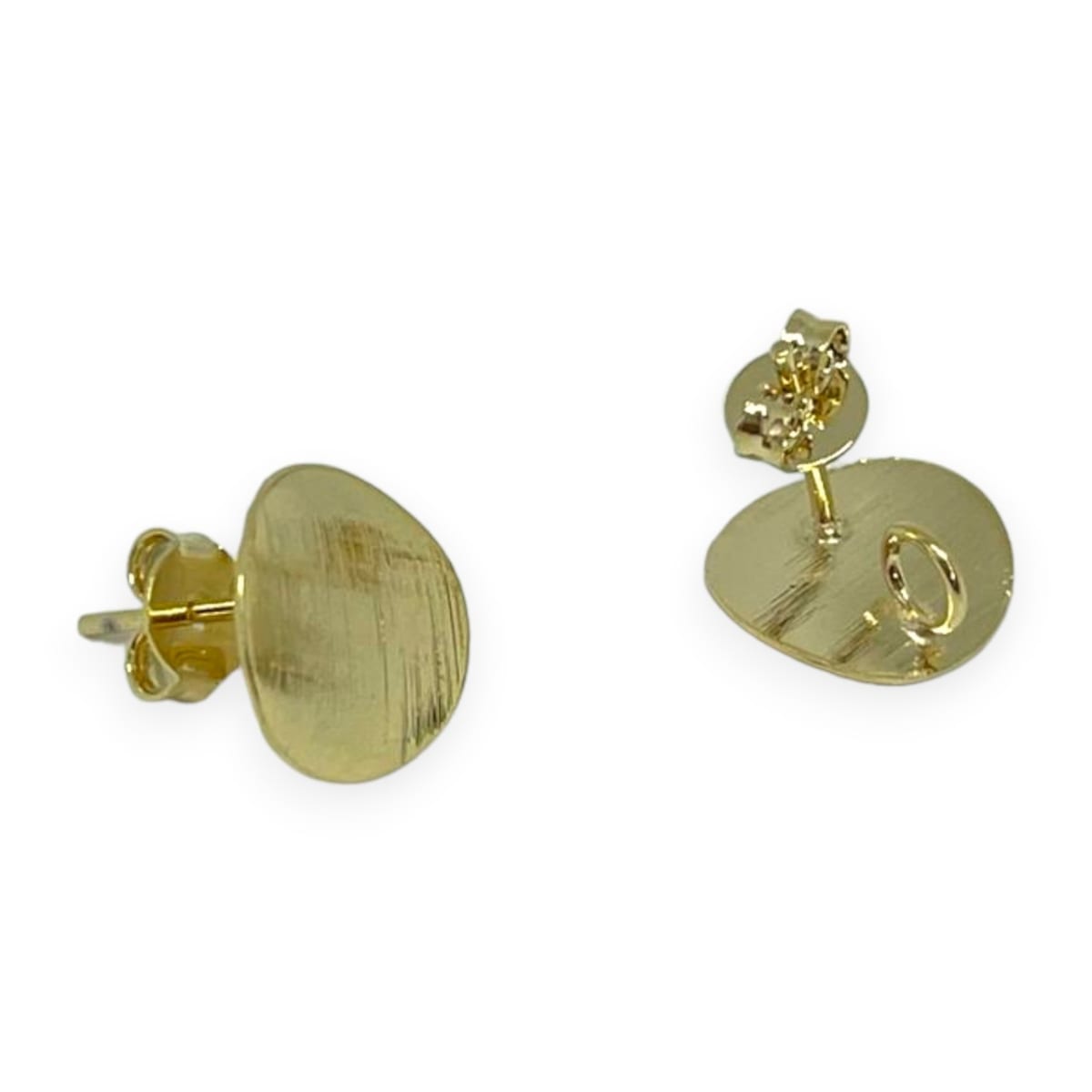 Base de aros topito redondo curvo martillado baño de oro / par3