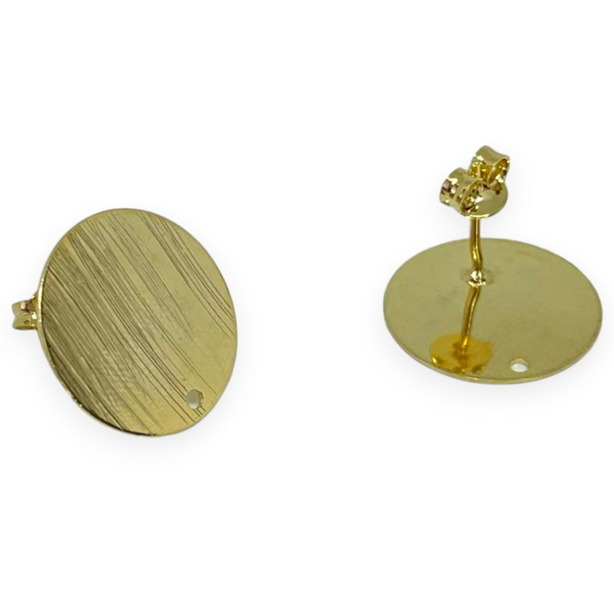 Base de aros topito redondo martillado baño de oro / par1