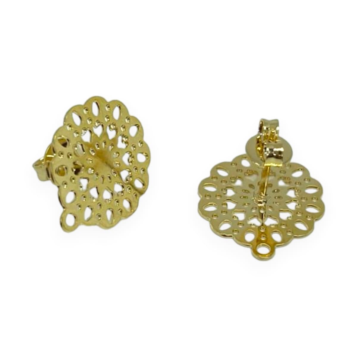 Base de aros topito mandala baño de oro / par1
