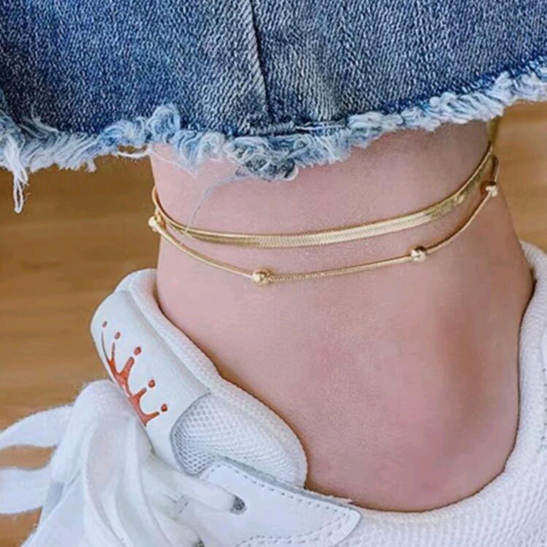 Tobillera doble piel de serpiente balines acero / unidad2