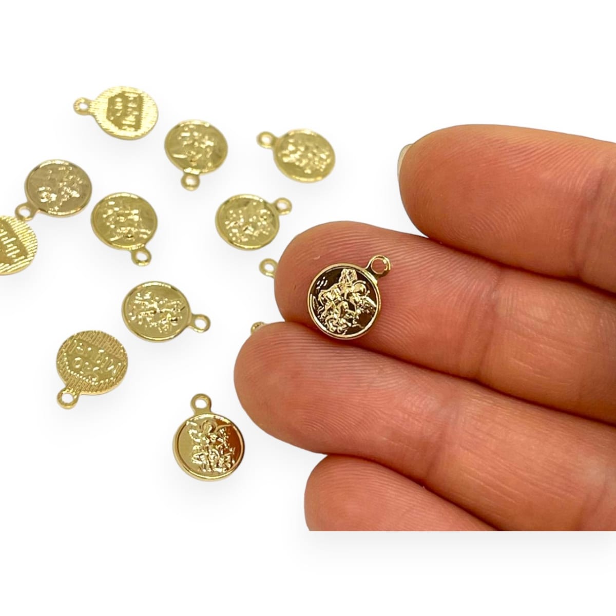 Mini dije medalla San Miguel Arcangel 9 mm gold-filled / unidad2