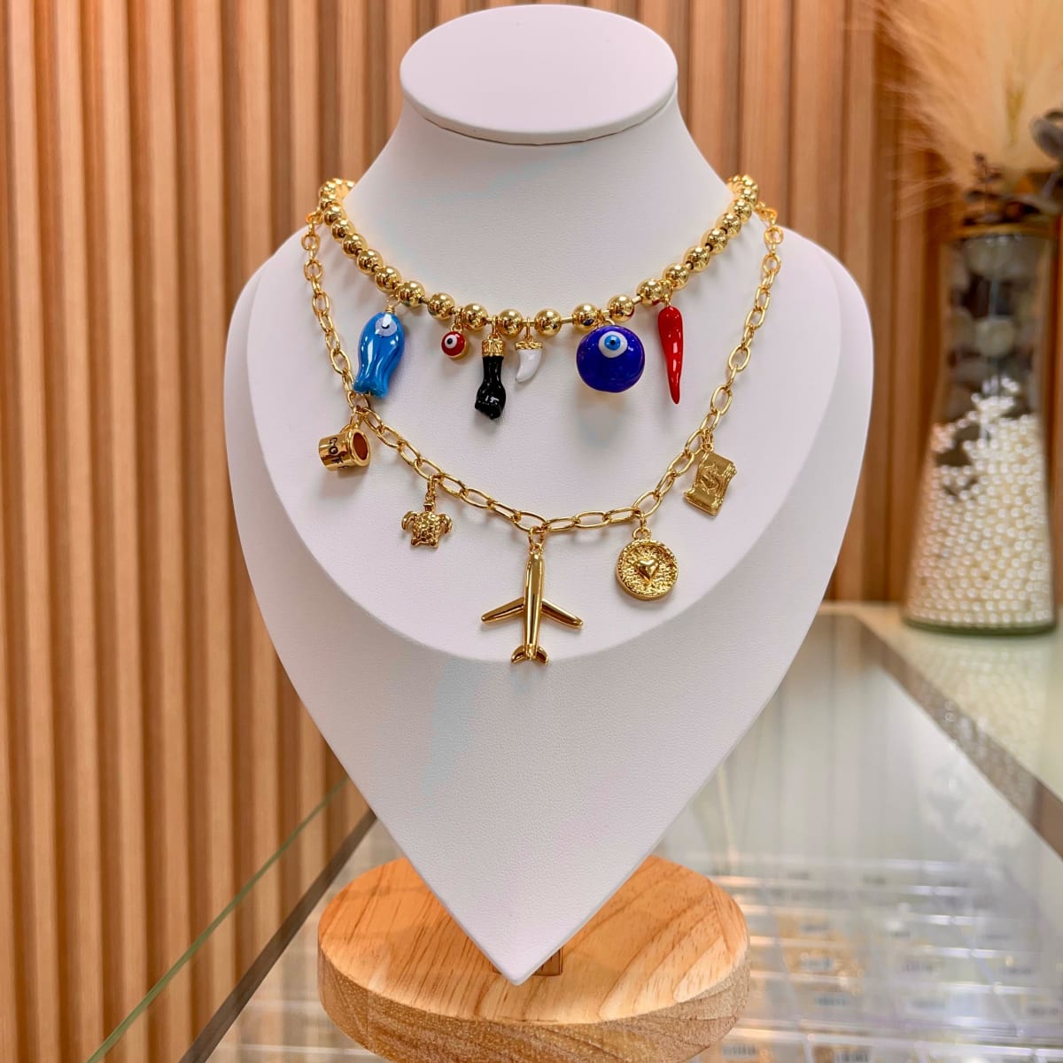 Collar con maxi colgantes viajero protección VTE / unidad1