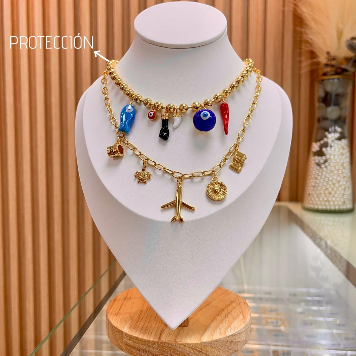 Collar con maxi colgantes viajero protección VTE / unidad2