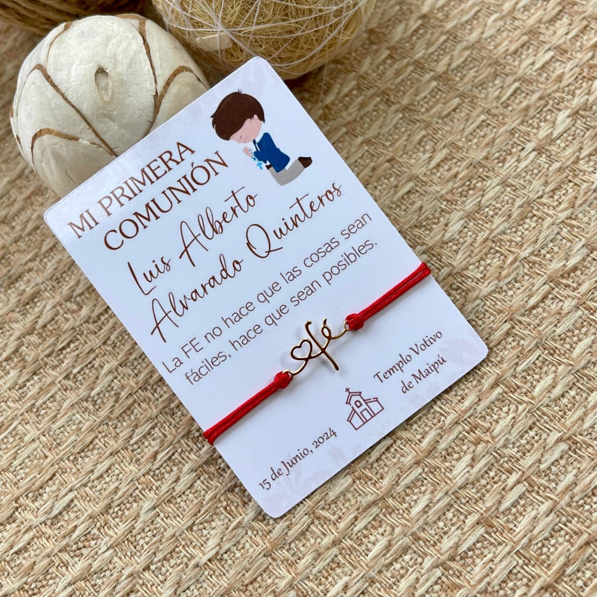 Souvenir pulseras fe ajustable recuerdos de bautizo comunión confirmación / docena1