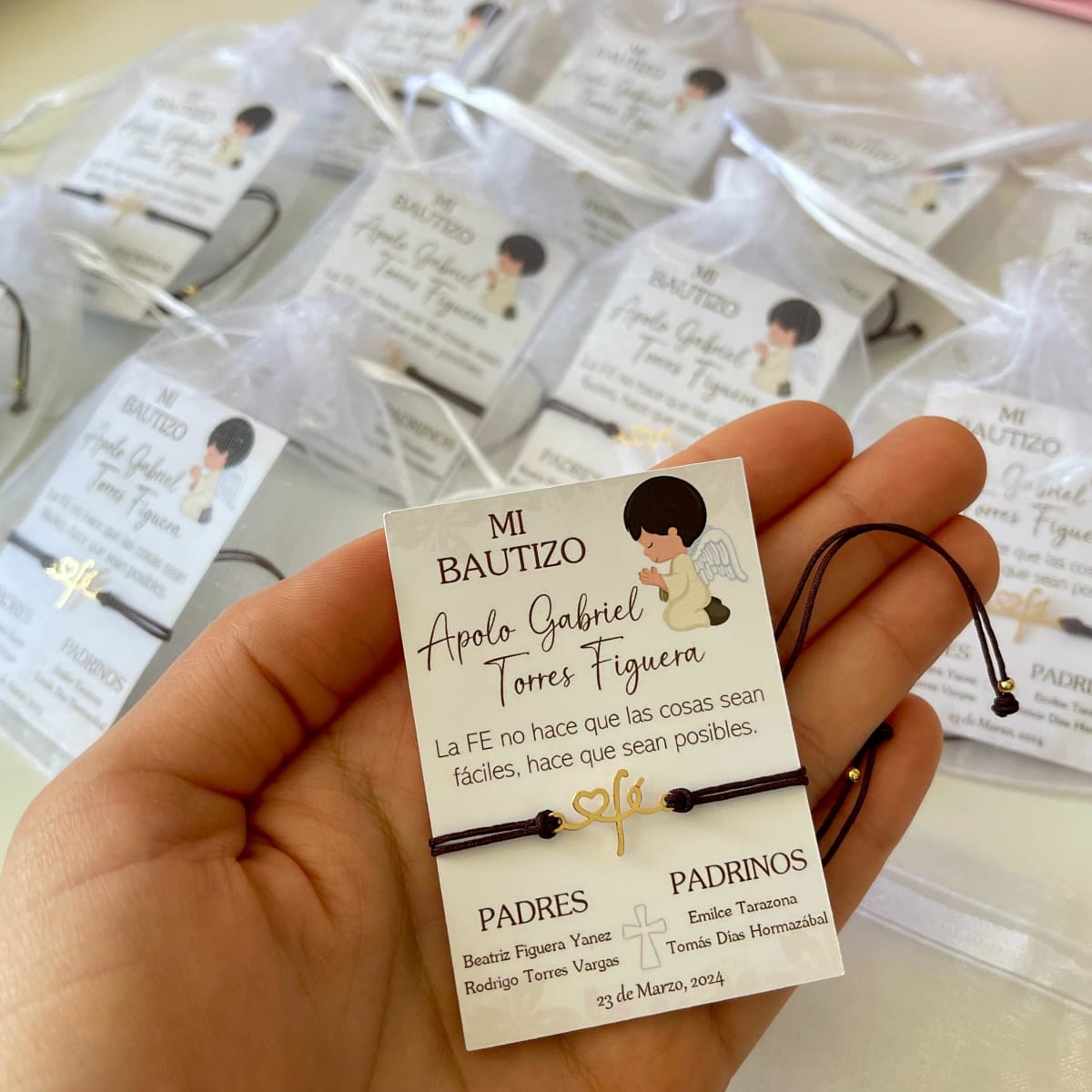 Souvenir pulseras fe ajustable recuerdos de bautizo comunión confirmación / docena3