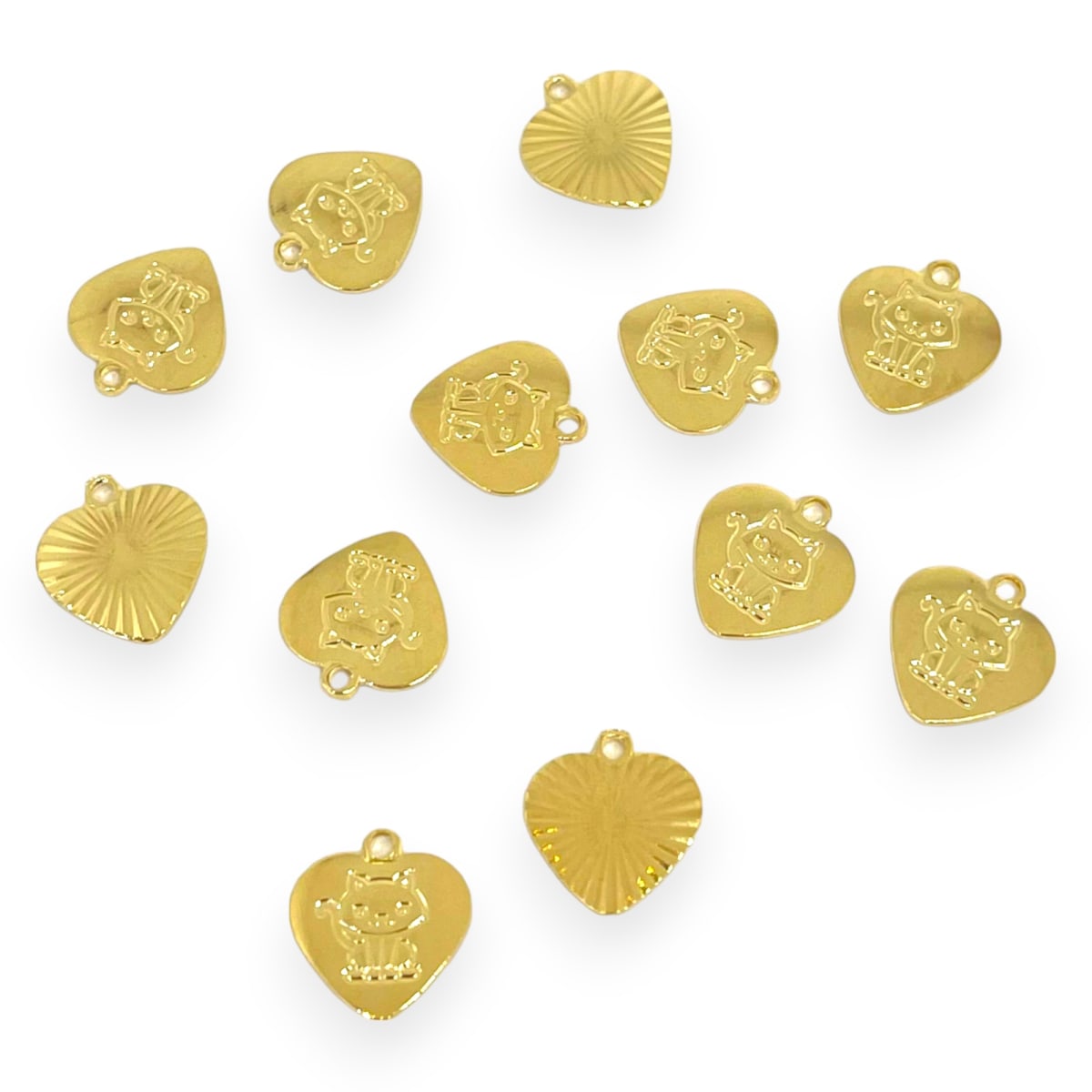 Mini dije corazón gato mascota 12 mm gold-filled / unidad1