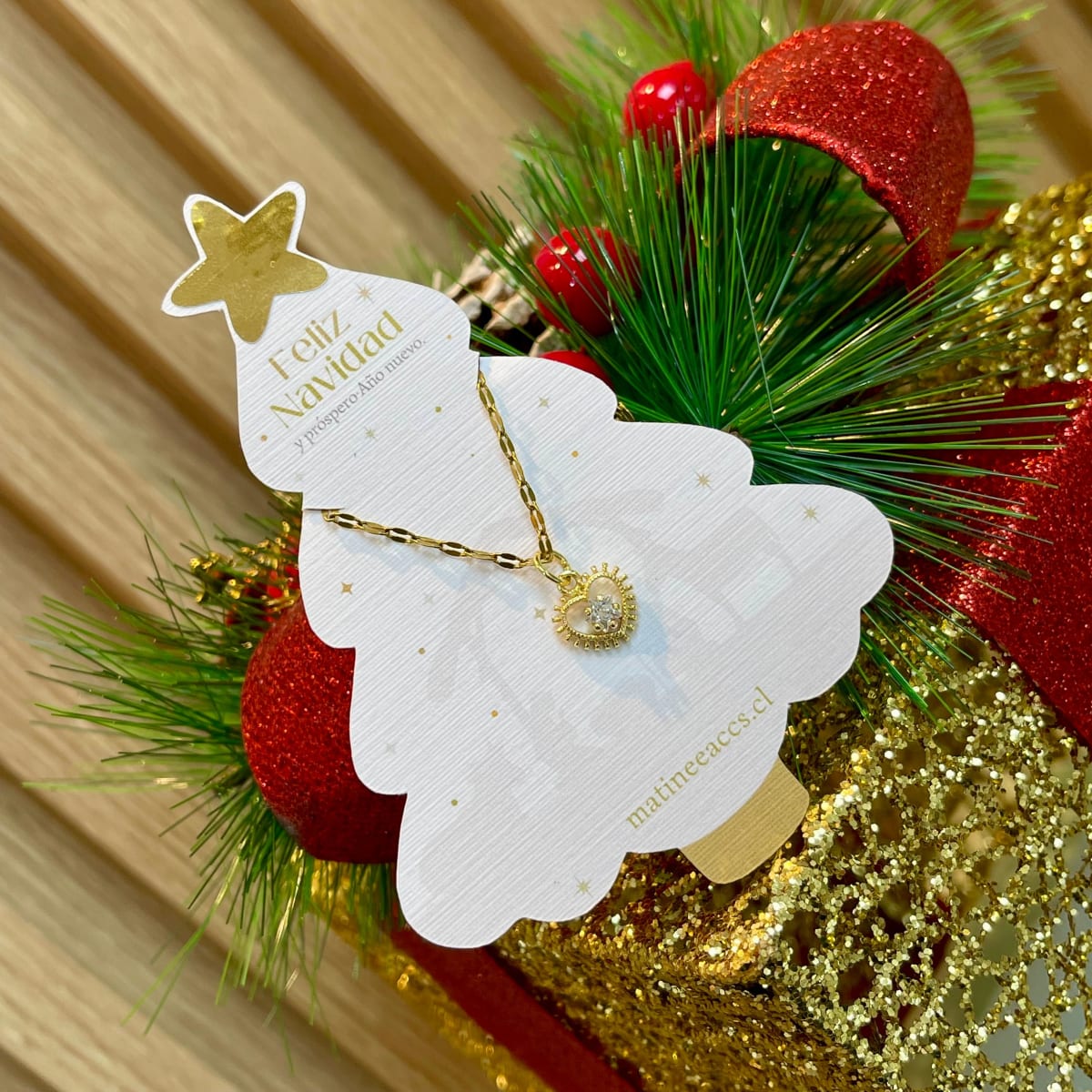 Collar regalo navidad acero baño de oro / unidad1