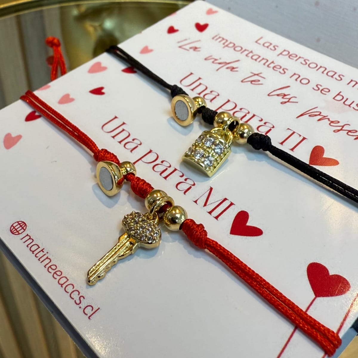 Pulsera parejas llave candado San Valentin con imán / set1