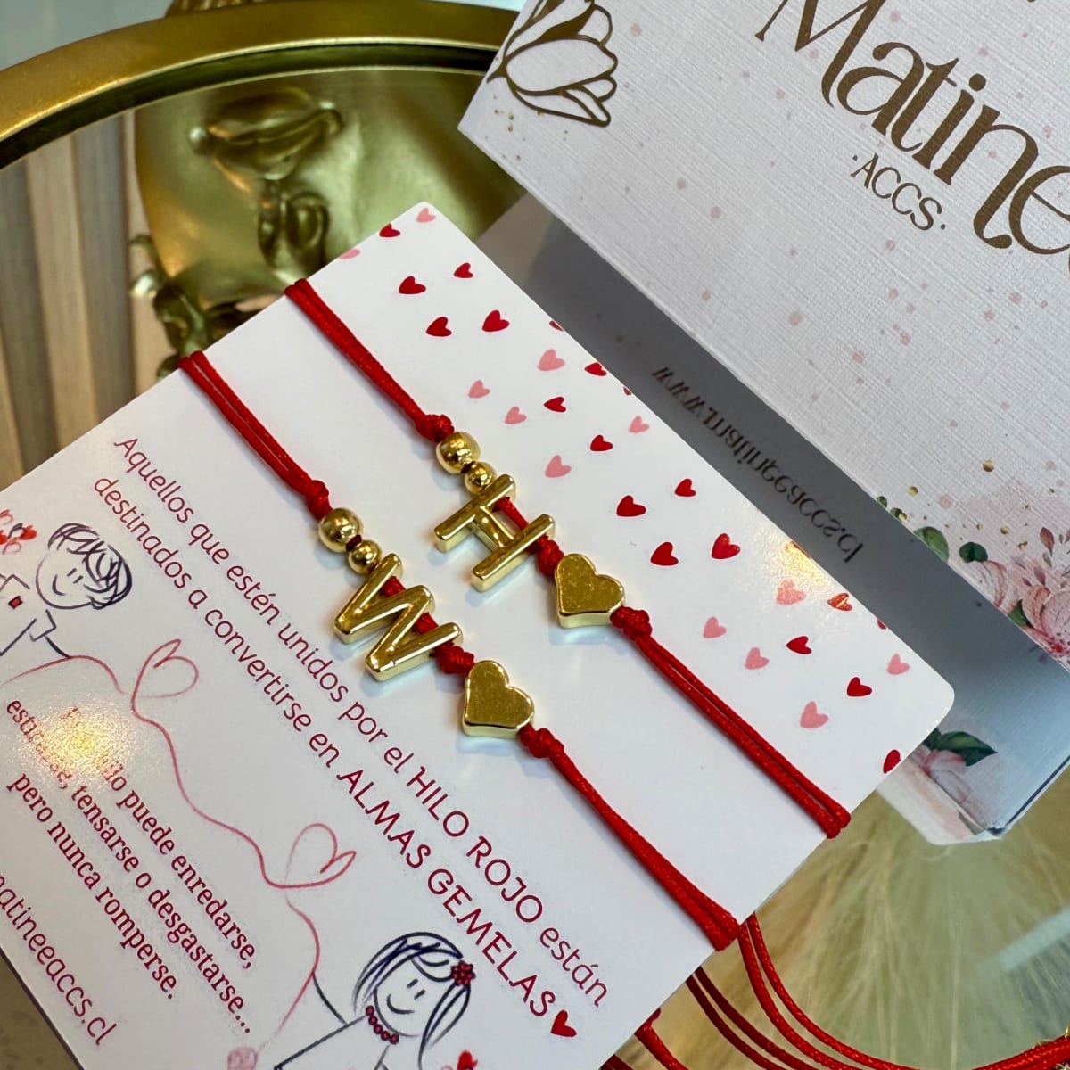 Pulsera hilito rojo parejas inicial corazon San Valentín  / set3