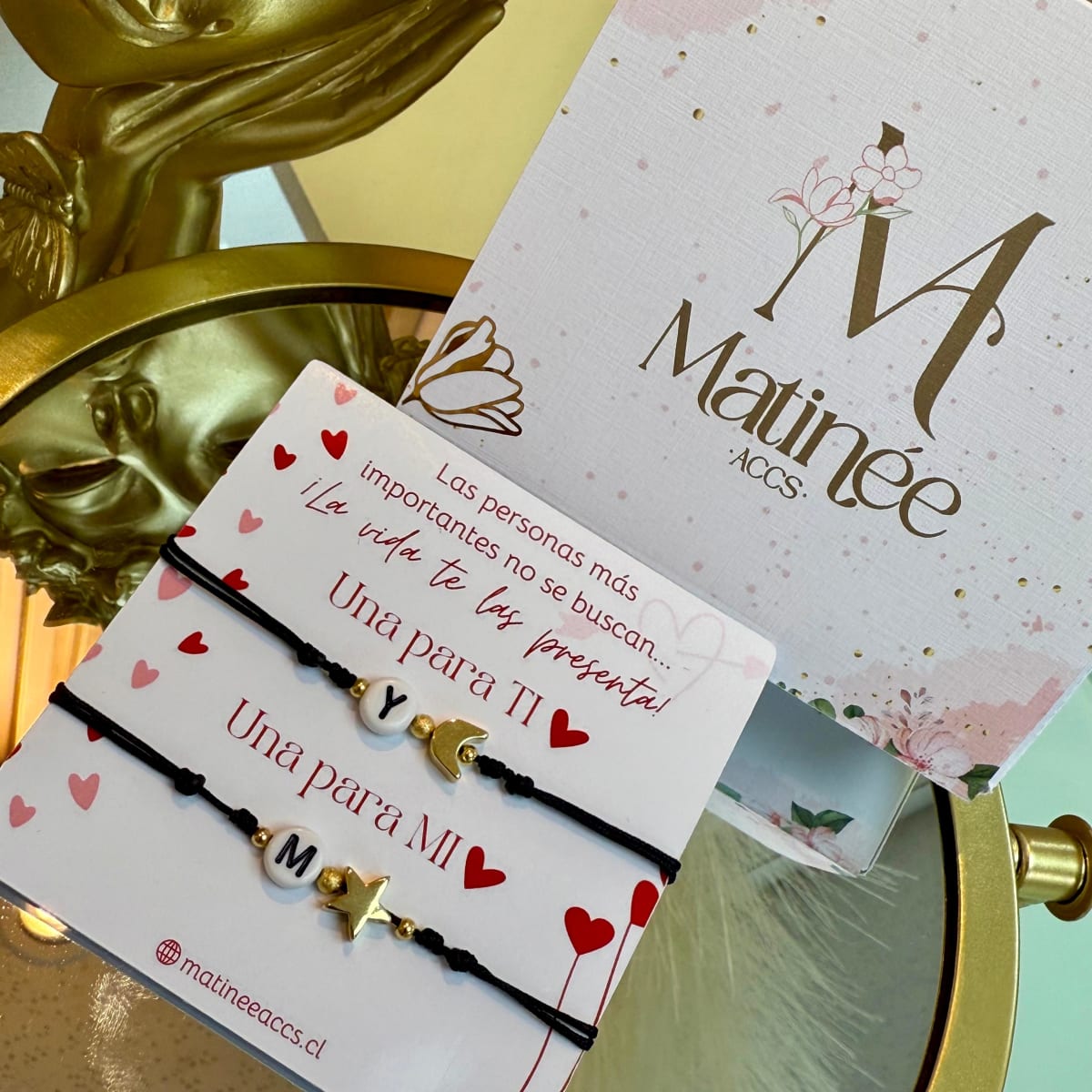 Pulsera hilito parejas inicial San Valentín luna estrella / set2