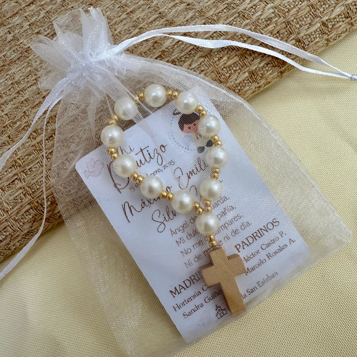 Souvenir decenarios de perlas para recuerdos de bautizo comunión / docena9