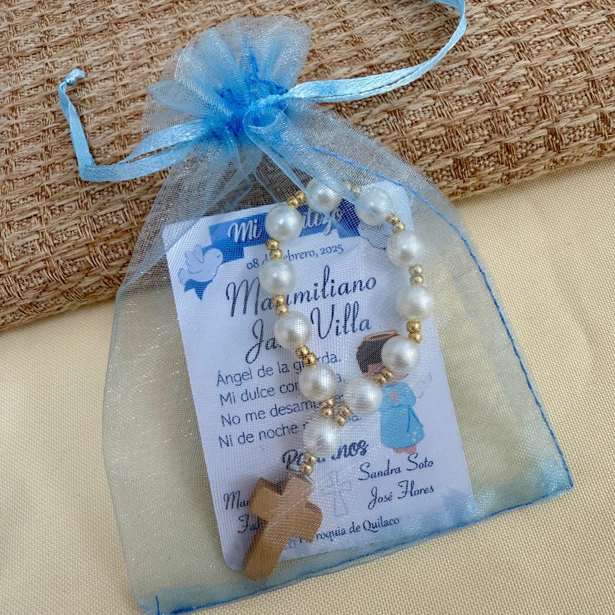 Souvenir decenarios de perlas para recuerdos de bautizo comunión / docena6