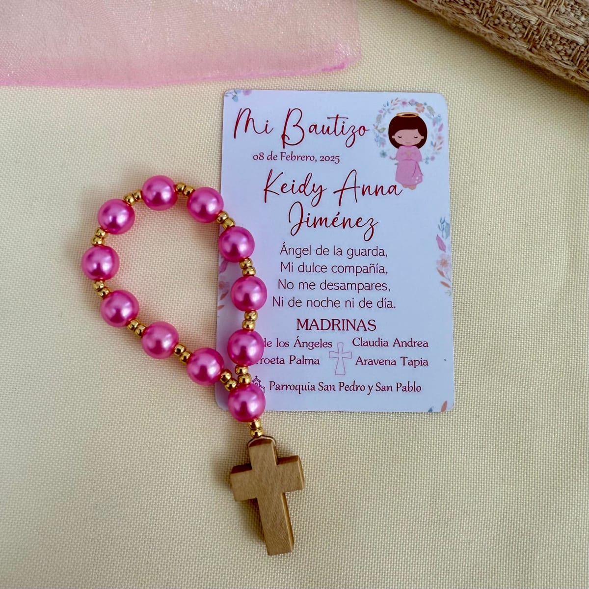 Souvenir decenarios de perlas para recuerdos de bautizo comunión / docena5