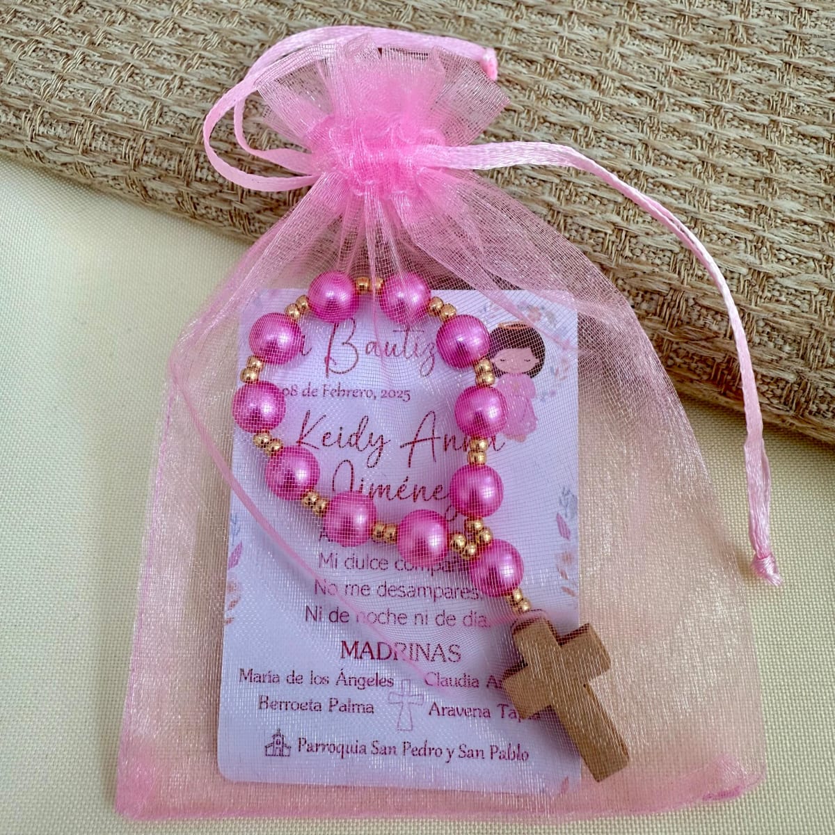 Souvenir decenarios de perlas para recuerdos de bautizo comunión / docena4