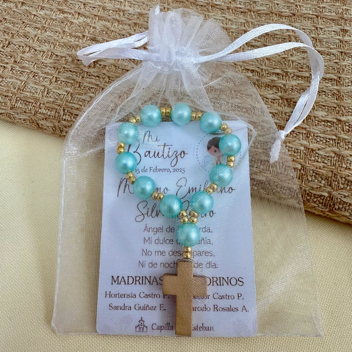 Souvenir decenarios de perlas para recuerdos de bautizo comunión / docena3