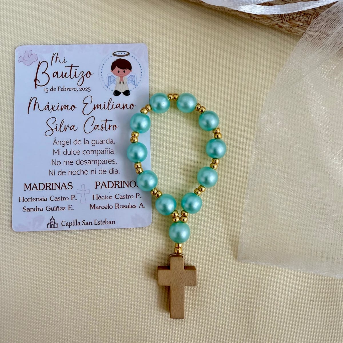Souvenir decenarios de perlas para recuerdos de bautizo comunión / docena2