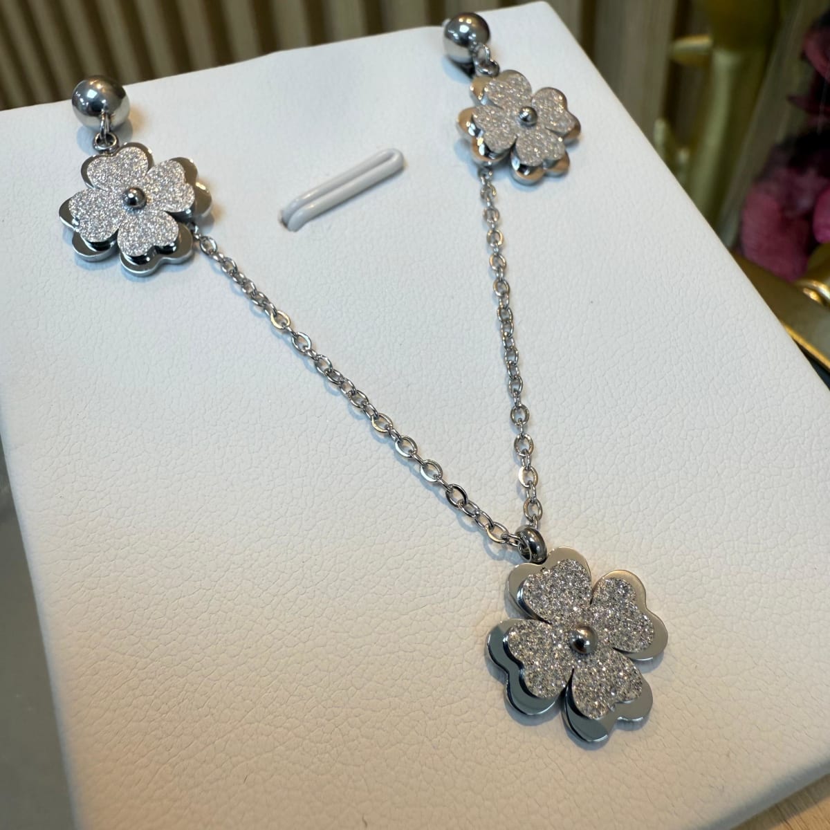 Collar y aros aretes trébol conjunto acero / set2