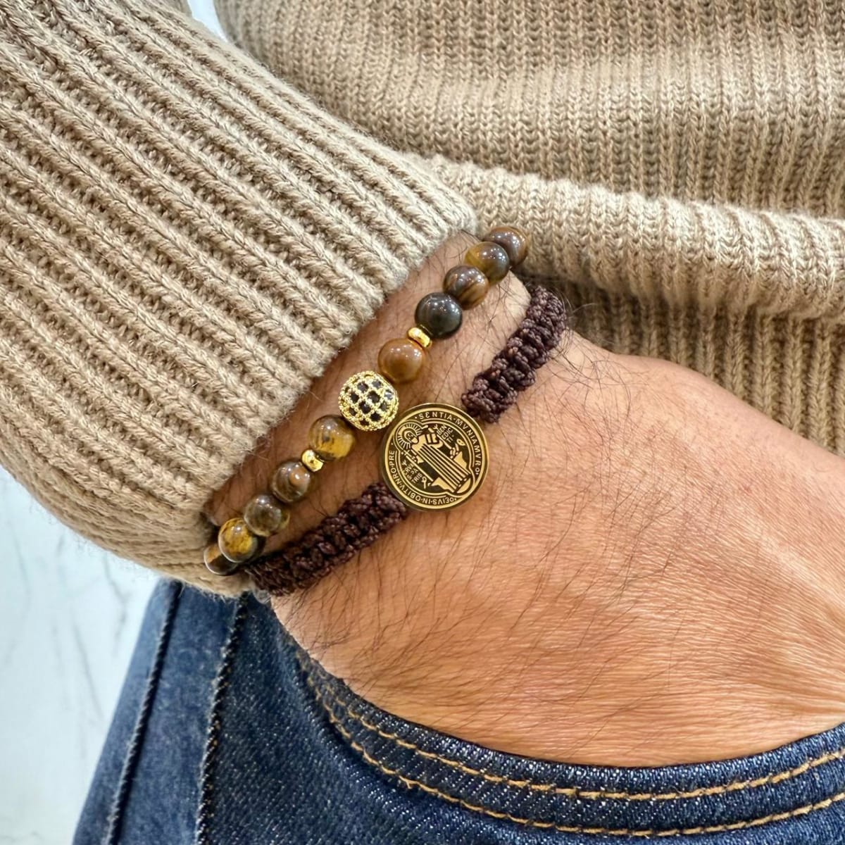 Pulsera caballero baño de oro / unidad1
