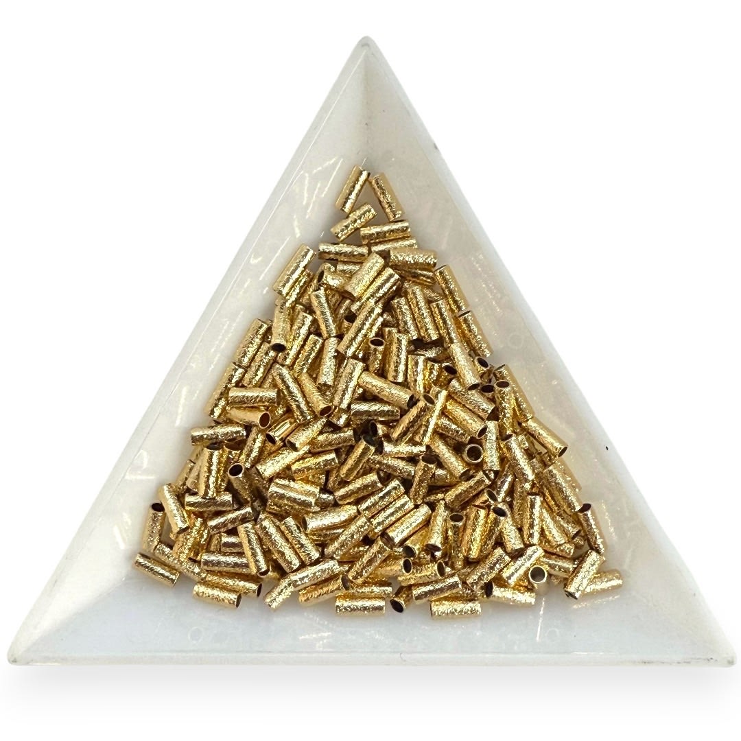 Separador tubular tubo diamantado 5 mm baño de oro 18k / gramo2