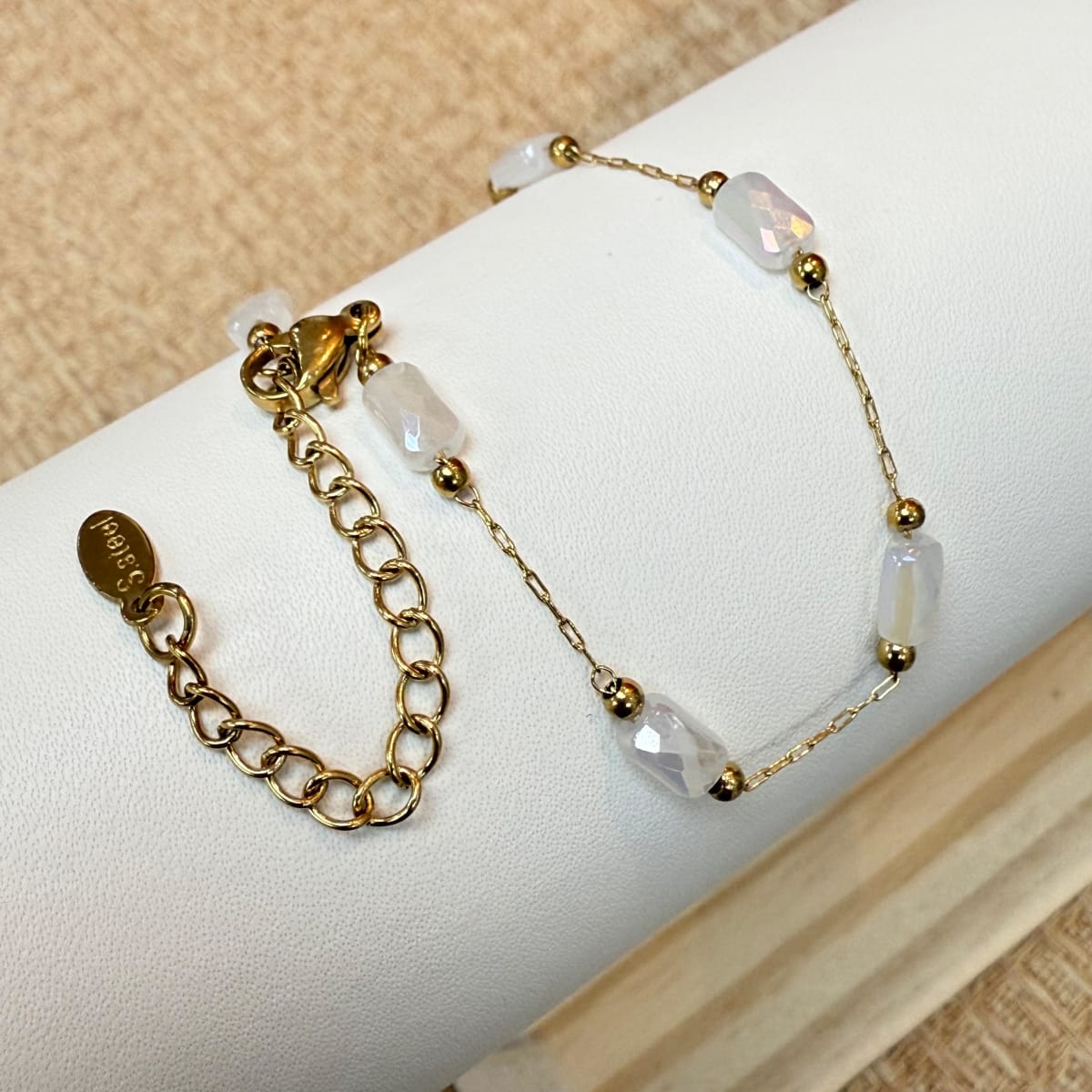 Pulsera cristal blanco balín acero / unidad1